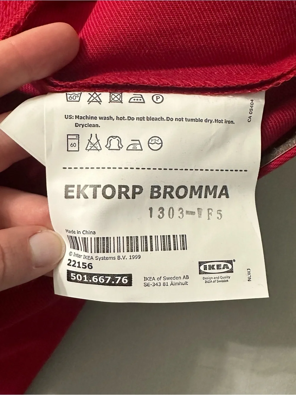 IKEA EKTORP BROMMA Footstool Cover Slipcover Ottoman Idemo Red 100% Cotton